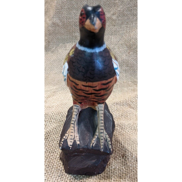 Vintage Ring Neck Pheasant Hand Painted Figurine Heavy Resin 5-5/8" tall - Picture 2 of 5